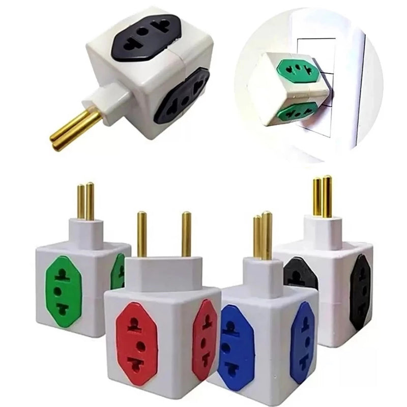 Adaptador de tomada cubo 3D 10A/20A | 110V/220V com 4 entradas