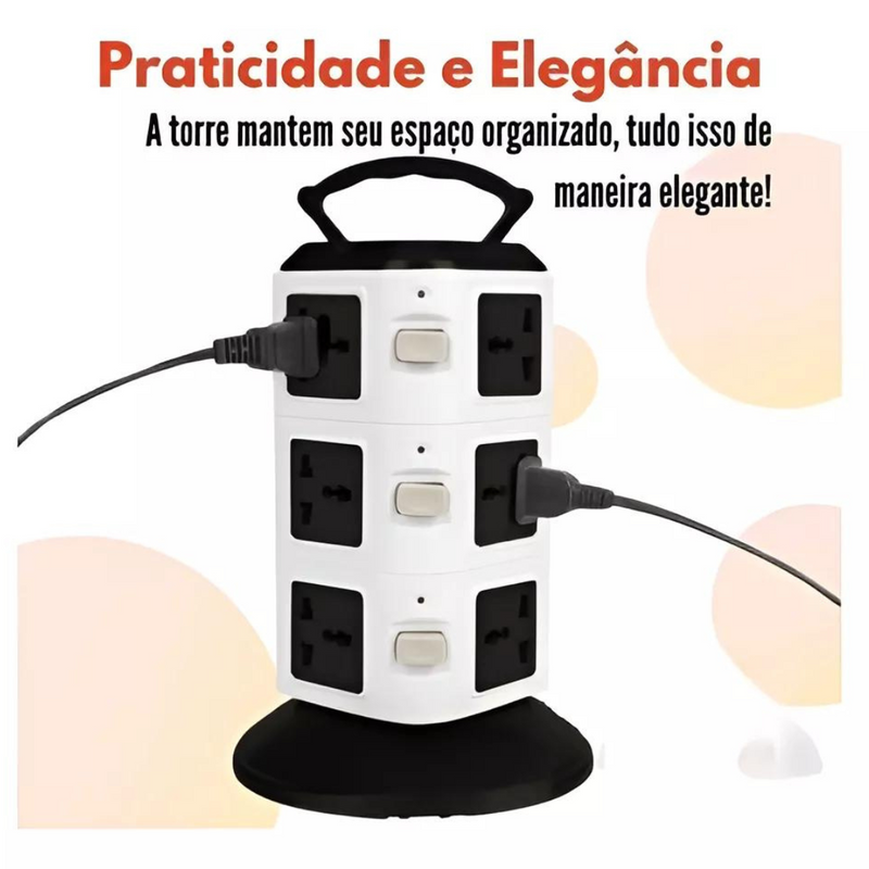 Torre de tomada elétrica | Com 5 entradas e 2 portas USB