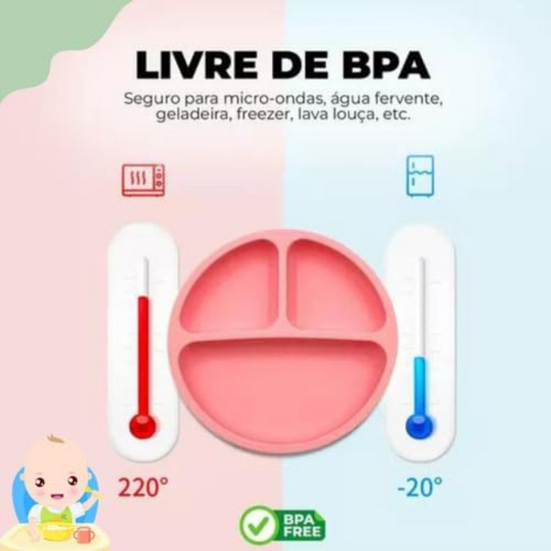 Kit introdução alimentar bebê 8 peças em silicone premium | Rosa escuro