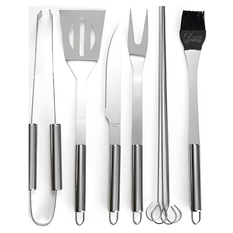 Kit profissional para churrasco com 9 peças em inox | Com maleta