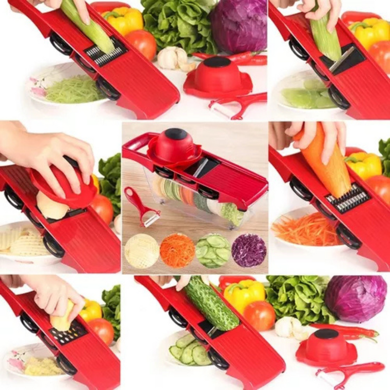 Mandoline slicer nicer 6 em 1 | Fatiador e cortador de legumes multifuncional em inox