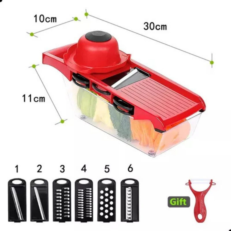 Mandoline slicer nicer 6 em 1 | Fatiador e cortador de legumes multifuncional em inox