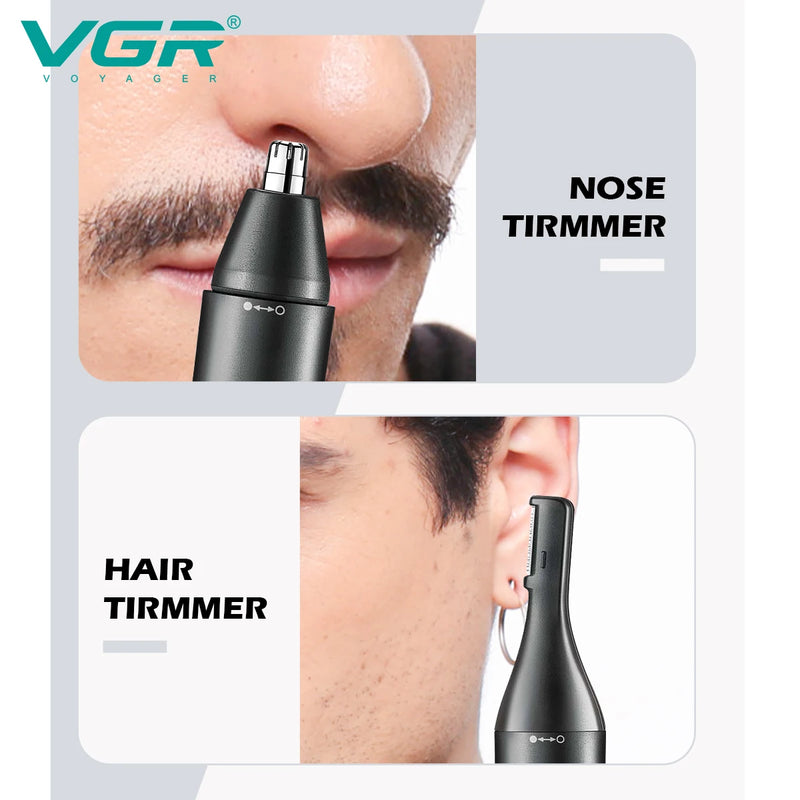 Aparador de pelos nasal elétrico profissional VGR V-613 | Recarregável e impermeável IPX5