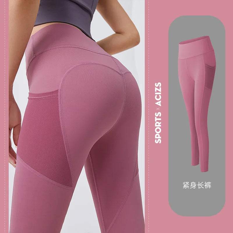 Calça legging cintura alta com bolsos | Para corrida e ioga