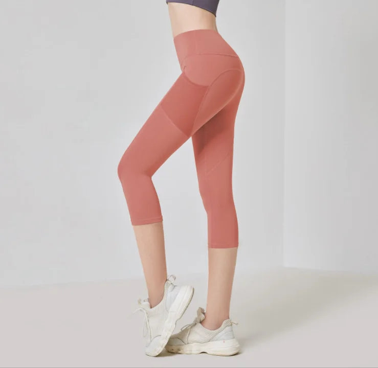 Calça legging cintura alta com bolsos | Para corrida e ioga