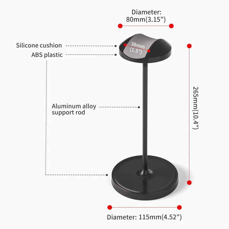 Suporte para headphone com fixação adesiva e base sólida de ABS | Barra em alumínio