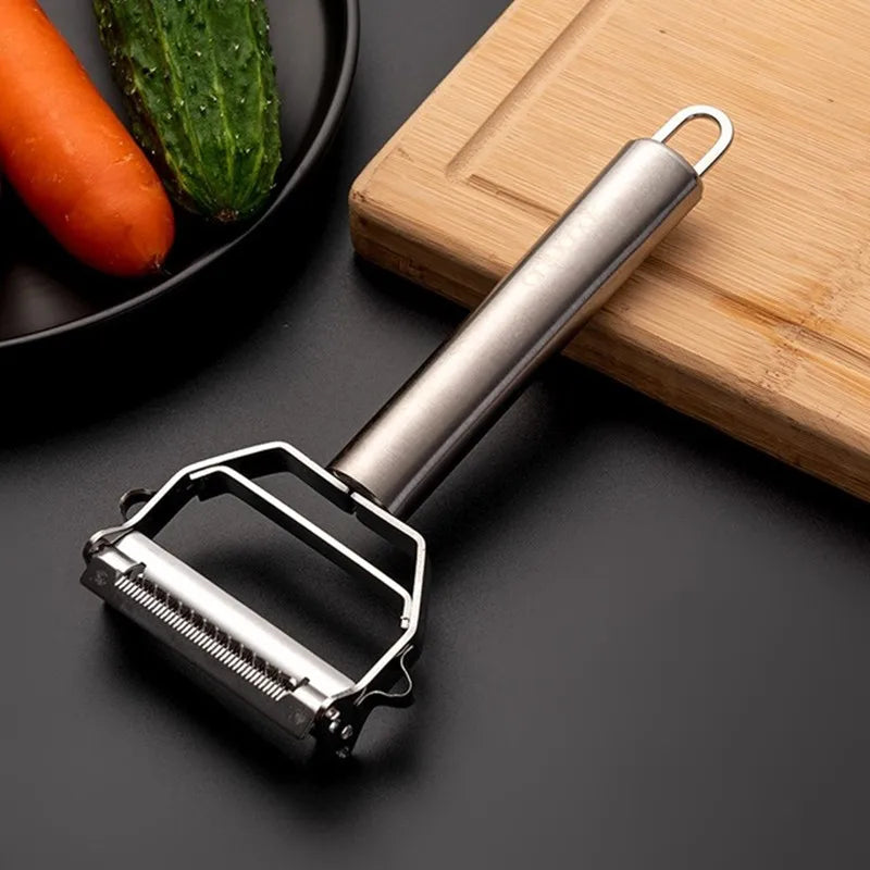 Descascador multifuncional 4 em 1 | Peeler de frutas e legumes em aço inox