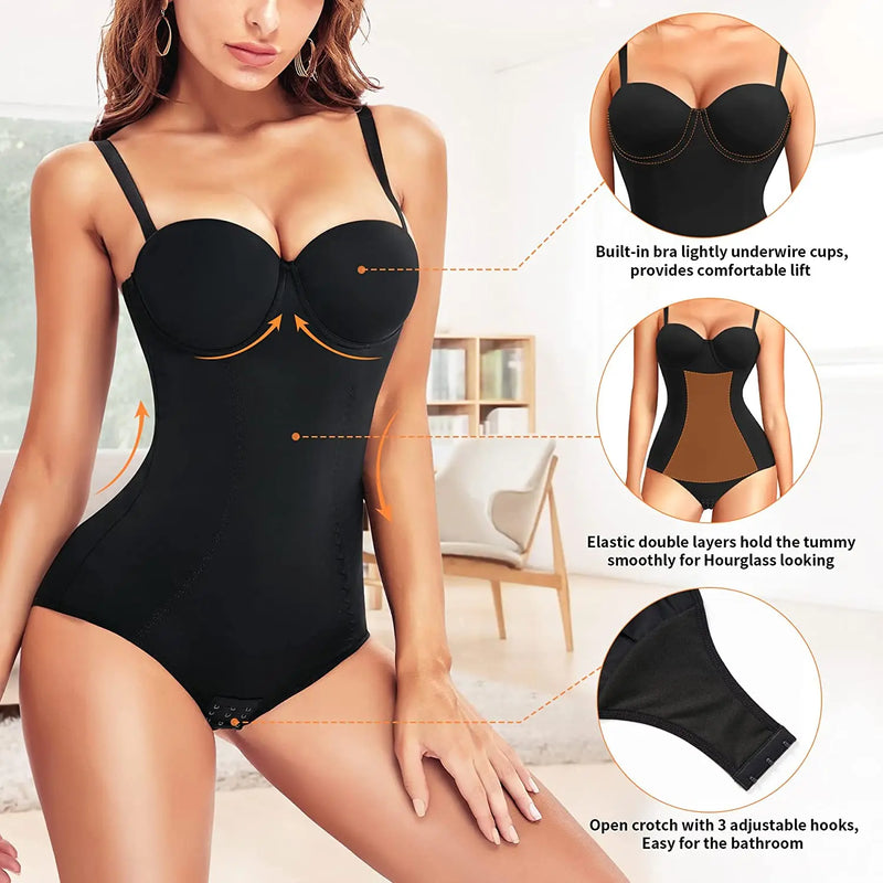 Body modelador feminino com sutiã | Corset redutor levantador de glúteos