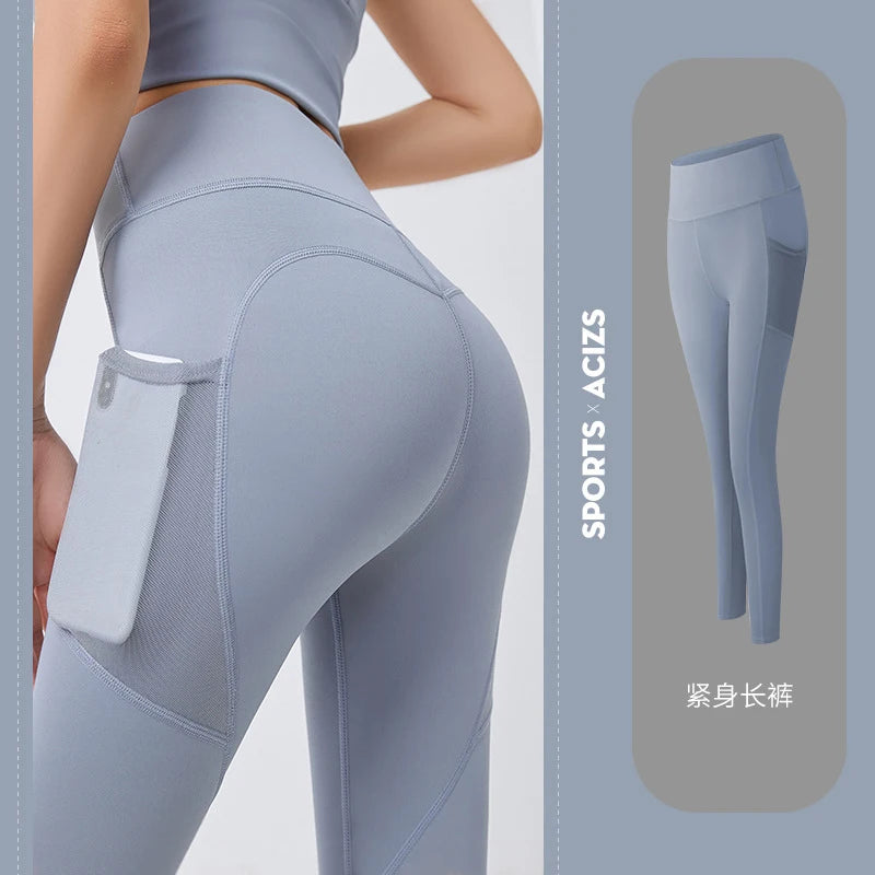 Calça legging cintura alta com bolsos | Para corrida e ioga