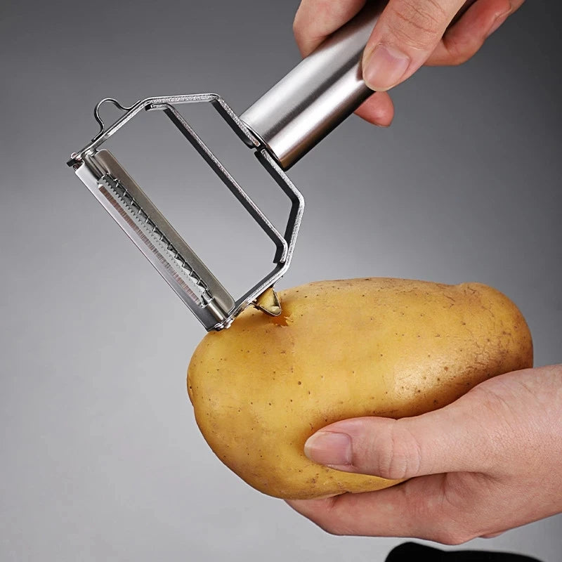 Descascador multifuncional 4 em 1 | Peeler de frutas e legumes em aço inox