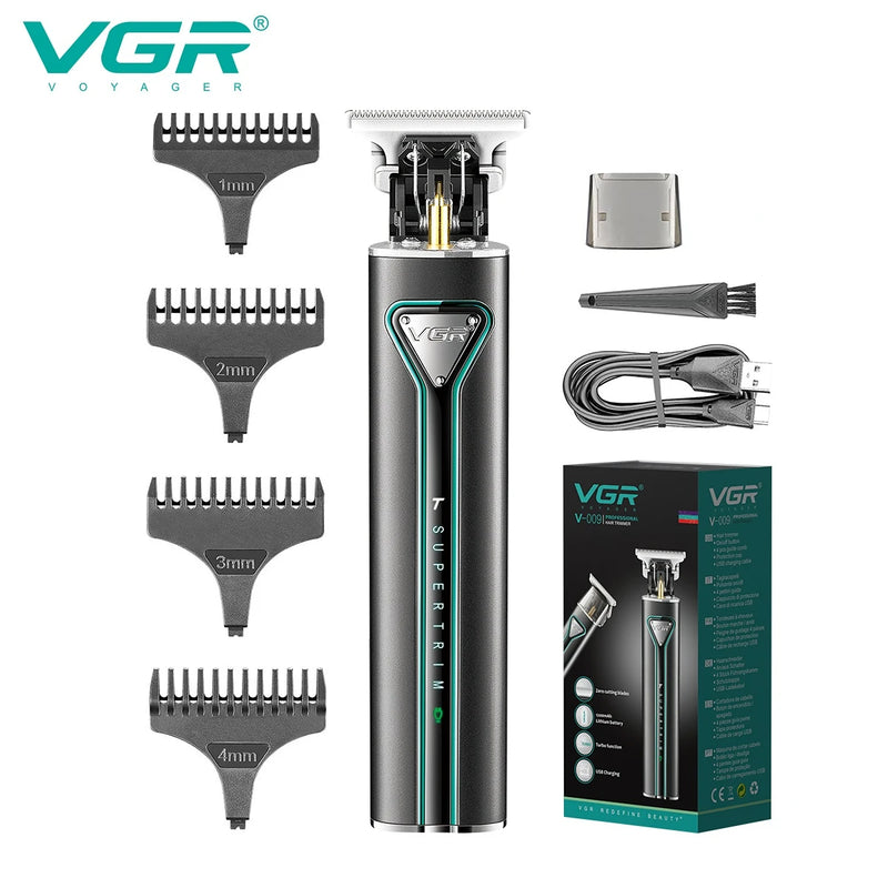 Máquina de cortar cabelo elétrica profissional VGR T9 V-009 | Sem fio recarregável com lâmina de metal