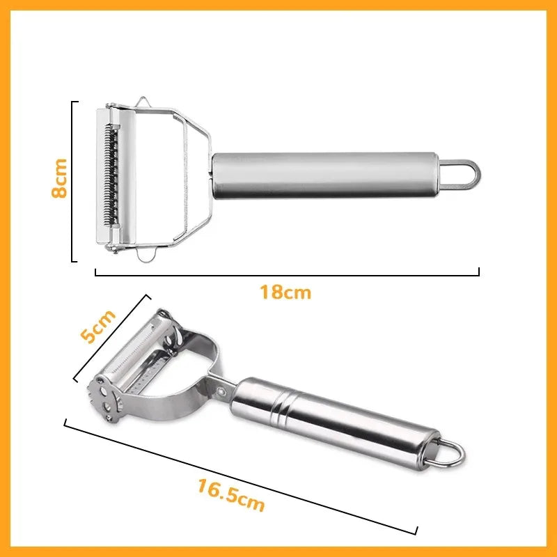 Descascador multifuncional 4 em 1 | Peeler de frutas e legumes em aço inox