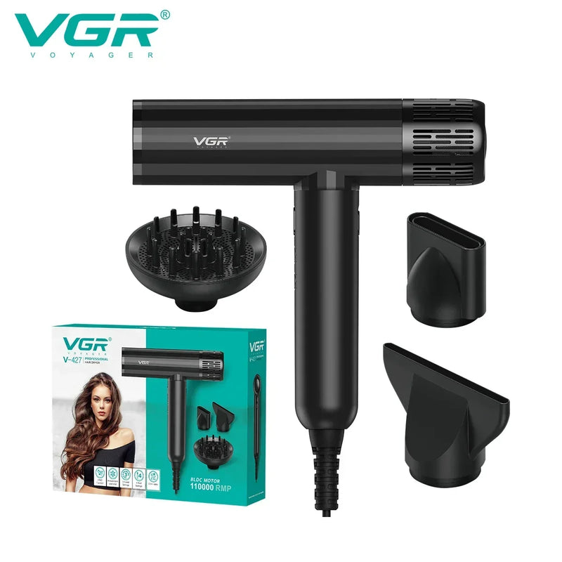 Secador de cabelo profissional VGR V-427 | Secagem ultra-rápida motor Brushless de 110000 RPM