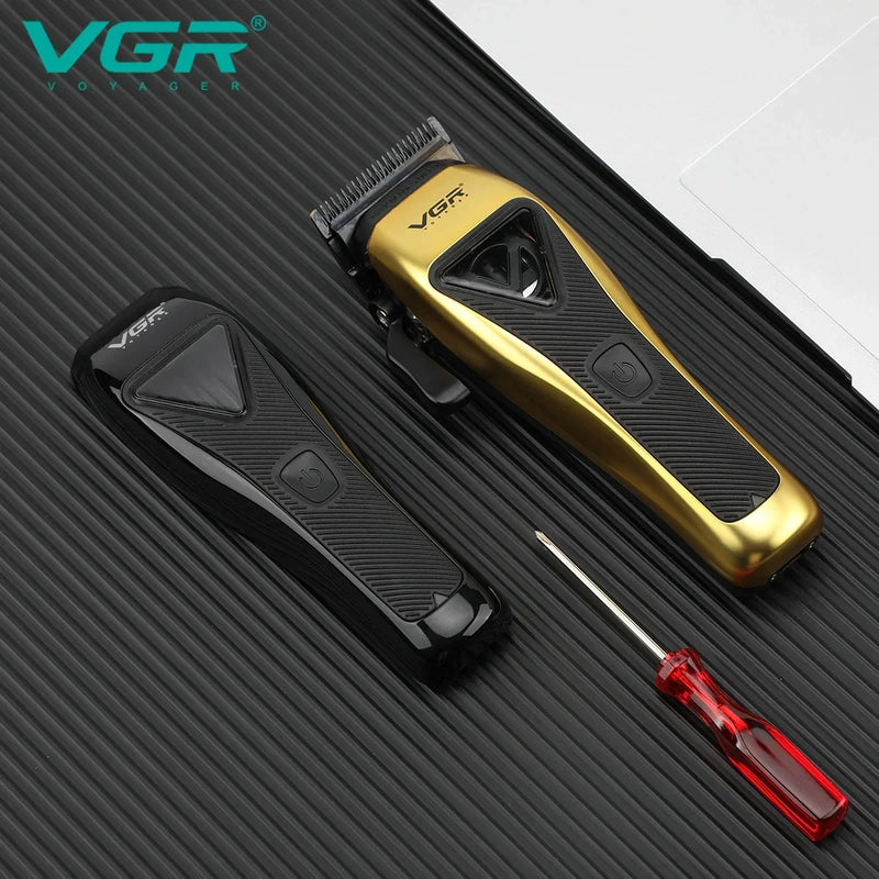 Máquina de cortar cabelo elétrica profissional VGR V-015 | Com motor vector 9000 RPM