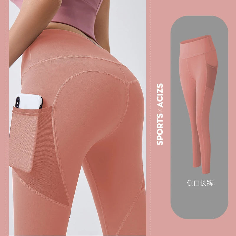 Calça legging cintura alta com bolsos | Para corrida e ioga