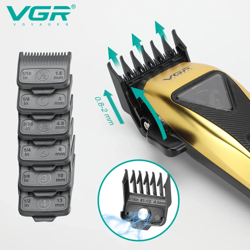 Máquina de cortar cabelo elétrica profissional VGR V-015 | Com motor vector 9000 RPM