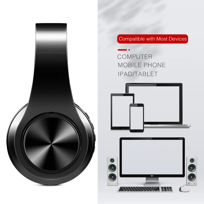 Fones de ouvido HiFi stereo bluetooth | Headphone com microfone e suporte para cartão SD