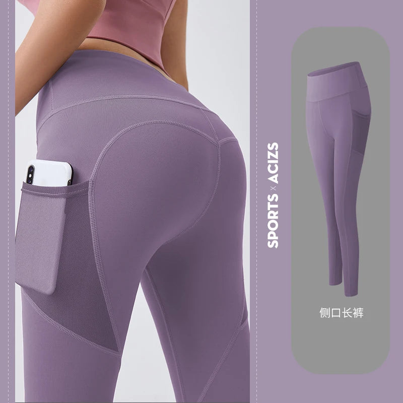 Calça legging cintura alta com bolsos | Para corrida e ioga