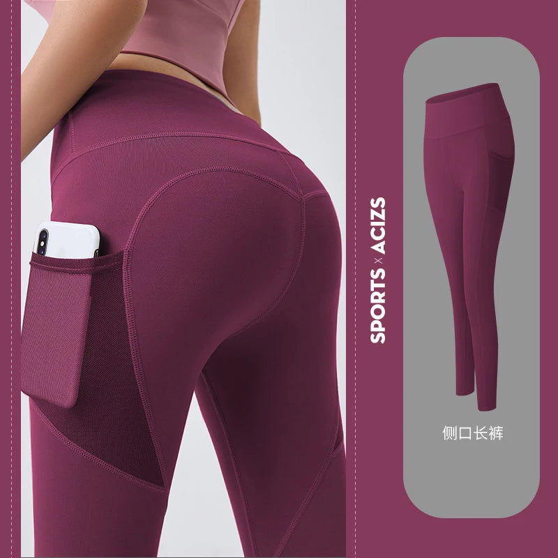 Calça legging cintura alta com bolsos | Para corrida e ioga