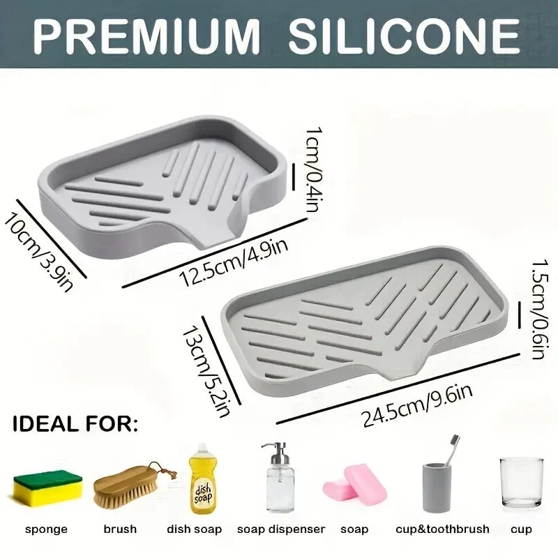 Suporte de silicone para pia com dreno | Organizador de sabonetes e esponjas