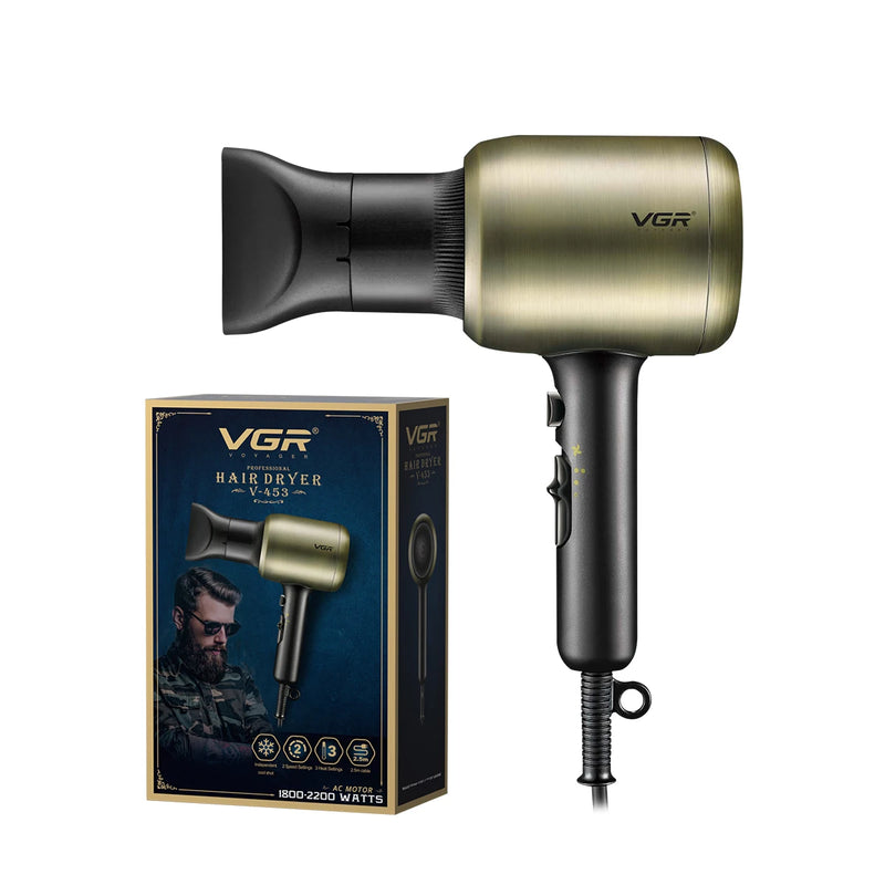 Secador de cabelo V-453 profissional VGR 1800-2200W | Potente elétrico de alta velocidade com proteção contra superaquecimento