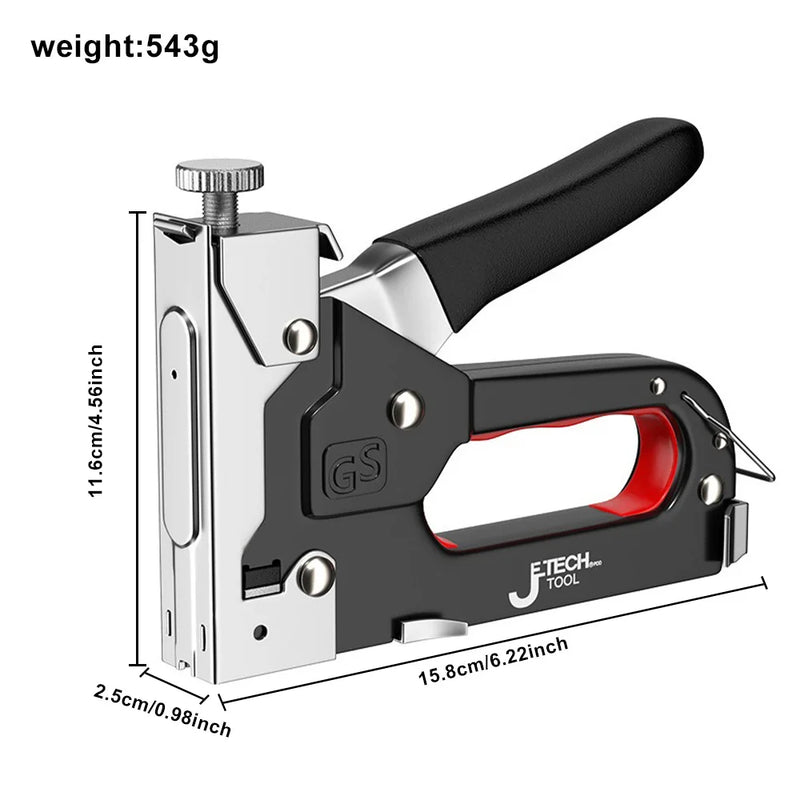 Pistola de pregos manual 4 em 1 | Grampeador de construção com 600 grampos