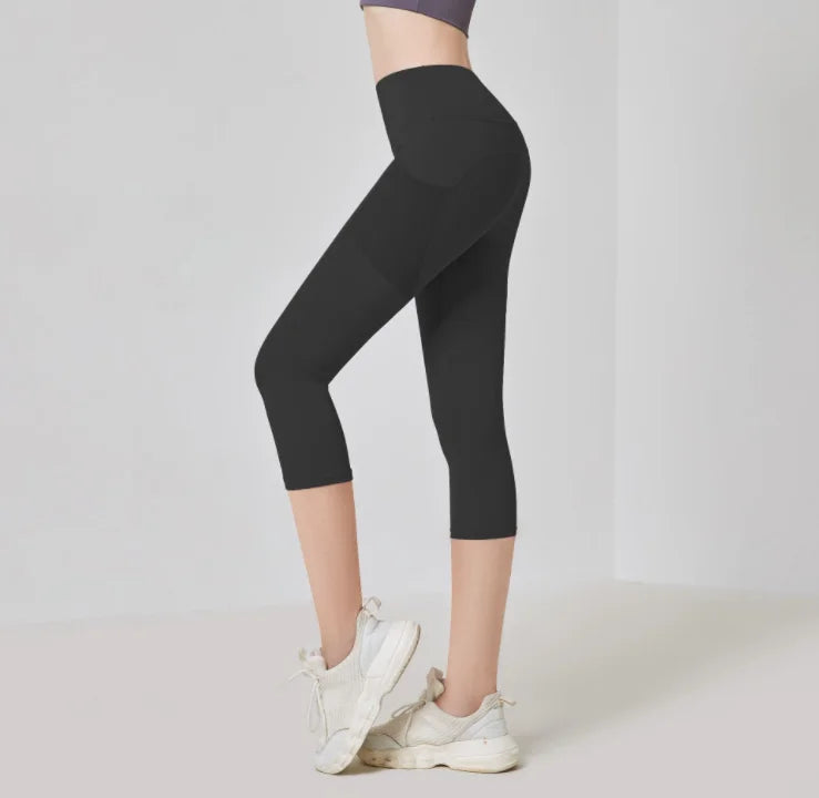 Calça legging cintura alta com bolsos | Para corrida e ioga