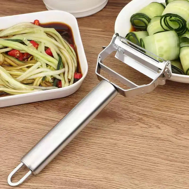 Descascador multifuncional 4 em 1 | Peeler de frutas e legumes em aço inox