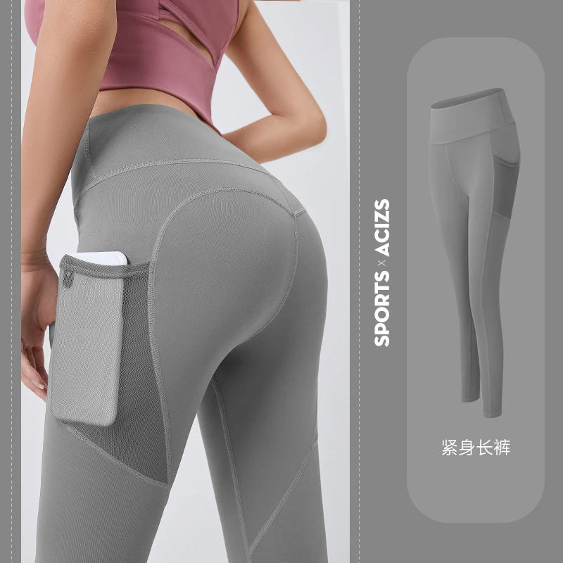 Calça legging cintura alta com bolsos | Para corrida e ioga