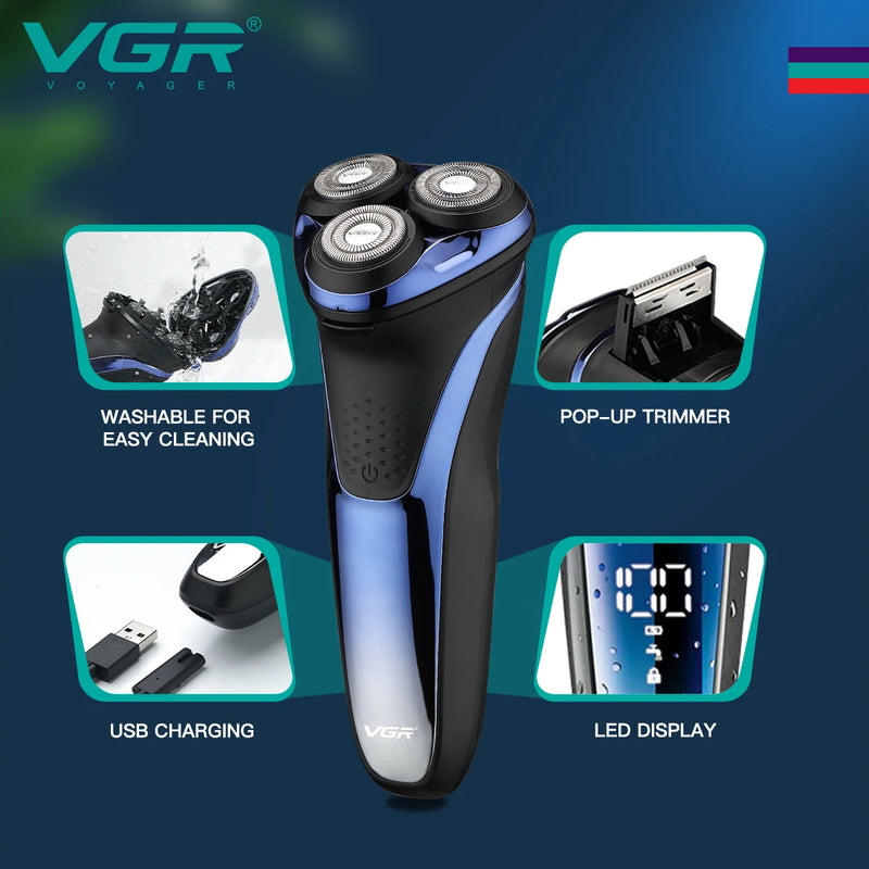 Aparador de barba profissional elétrico sem fio VGR V-306 | À Prova d'àgua IPX7 para homens