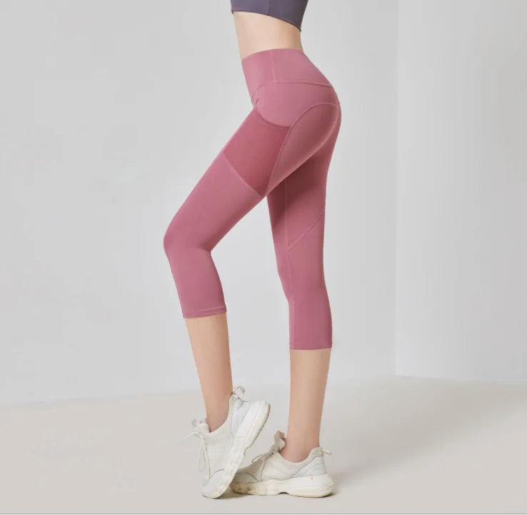 Calça legging cintura alta com bolsos | Para corrida e ioga