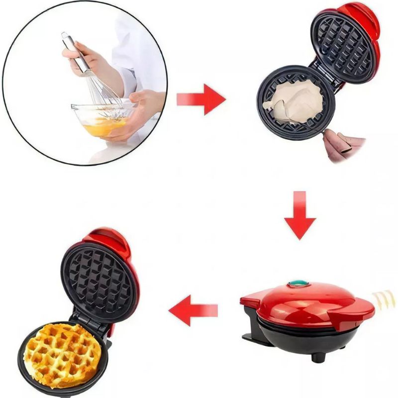 Mini máquina elétrica de fazer Waffles | 110V